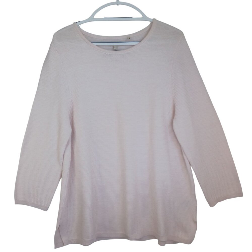 Barbour Sweater Pink Textured Cotton‎ Livingstone Knit Pullover Womens 14